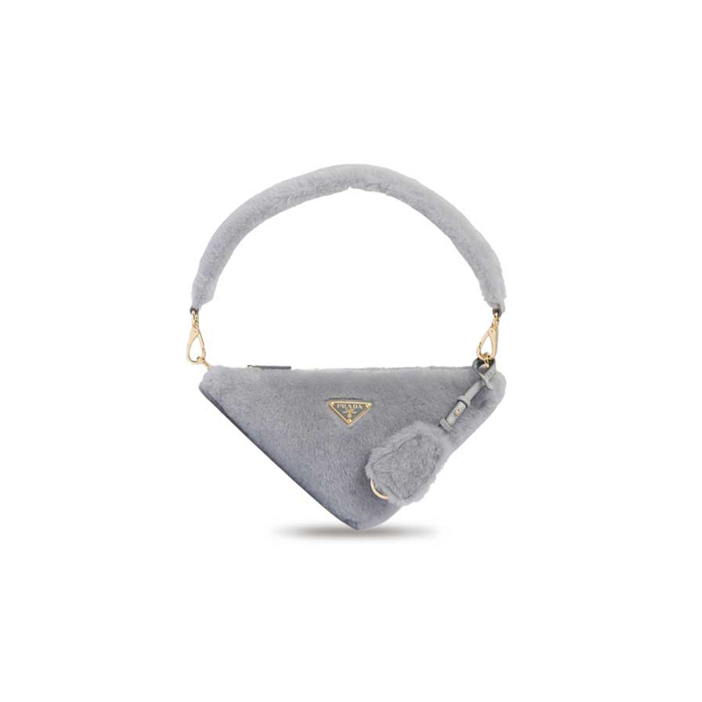 PRADA MINI TRIANGLE LOGO SHEARLING SHOULDER BAG 1NQ044 (28*16*7cm)